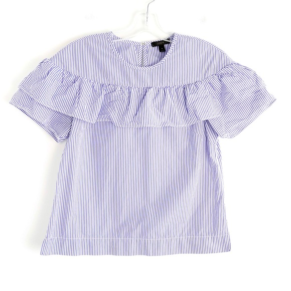 J Crew pinstripe ruffle layered front cotton cute